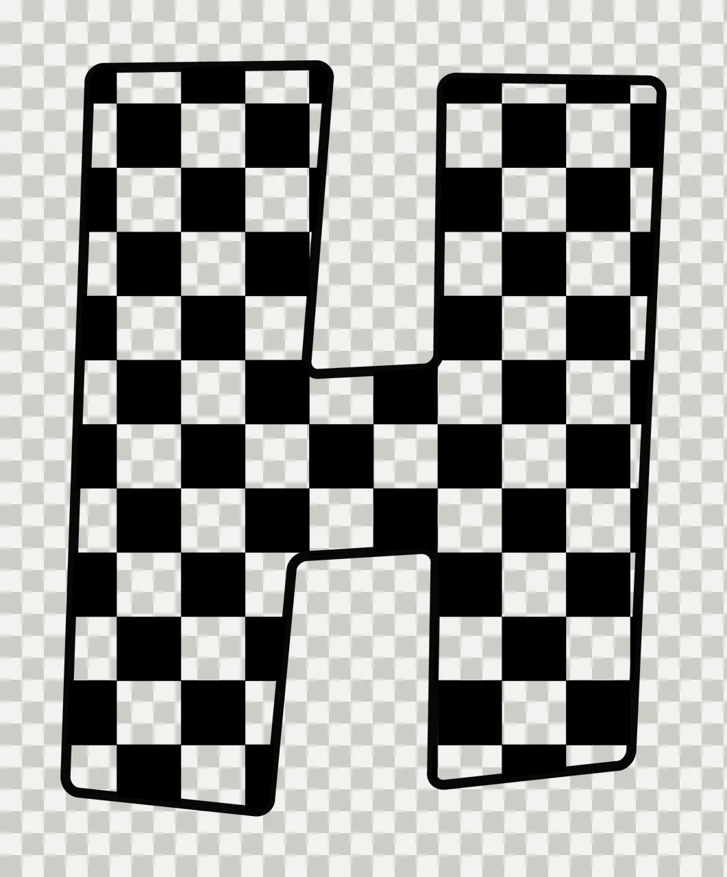 Can Glass Wrap H Letter With Checkered Pattern transparency and detail preview thumbnail