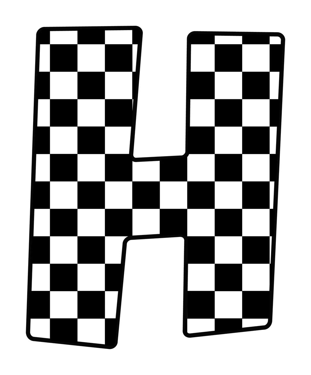 Can Glass Wrap H Letter With Checkered Pattern