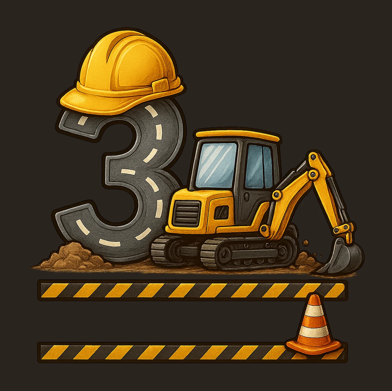 Construction Excavator Birthday Shirt Birthday Boy Tee 3rd contrast preview thumbnail
