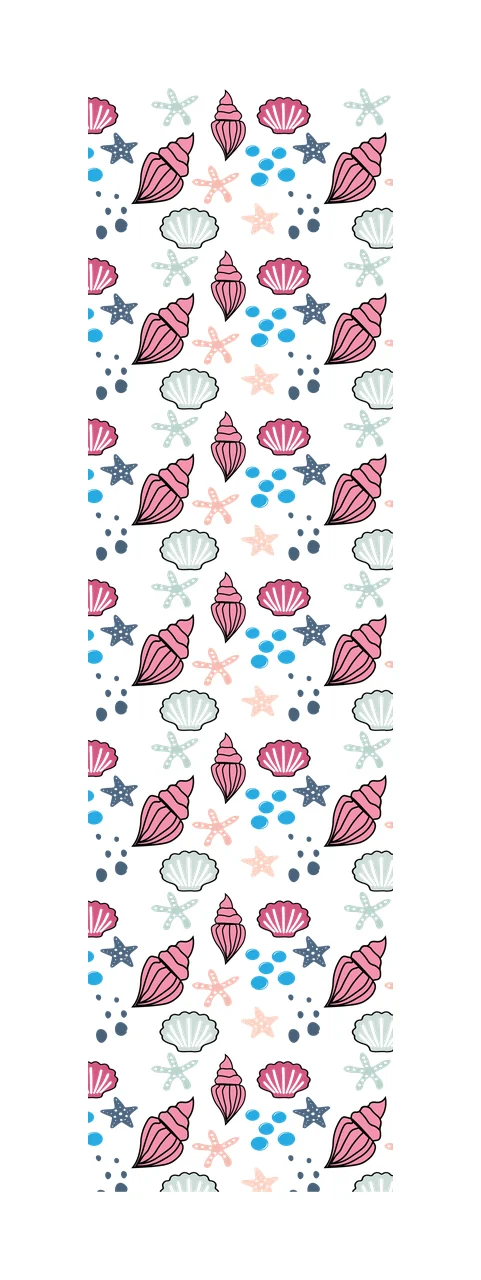 Seashell And Starfish Vertical Pattern seashells dots black