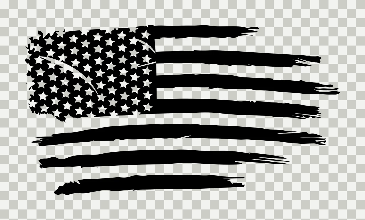 Black Flag American With Stars And Stripes distressed white silhouette transparency and detail preview thumbnail
