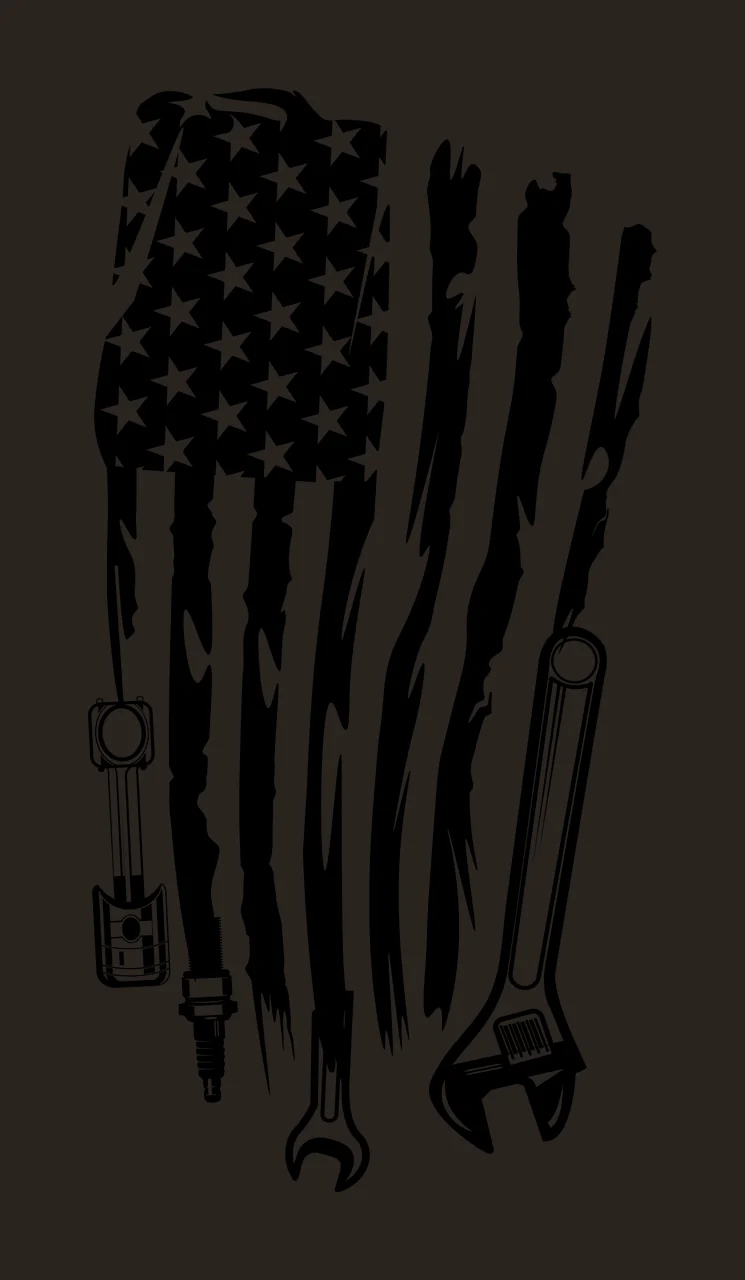 Mechanic Flag American With Tools integrated wrench spark plug contrast preview thumbnail