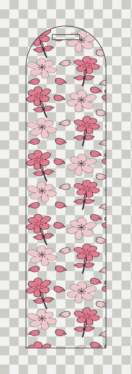 Floral Pattern With Silhouettes On Strip Flowers Arranged Leaves transparency and detail preview thumbnail