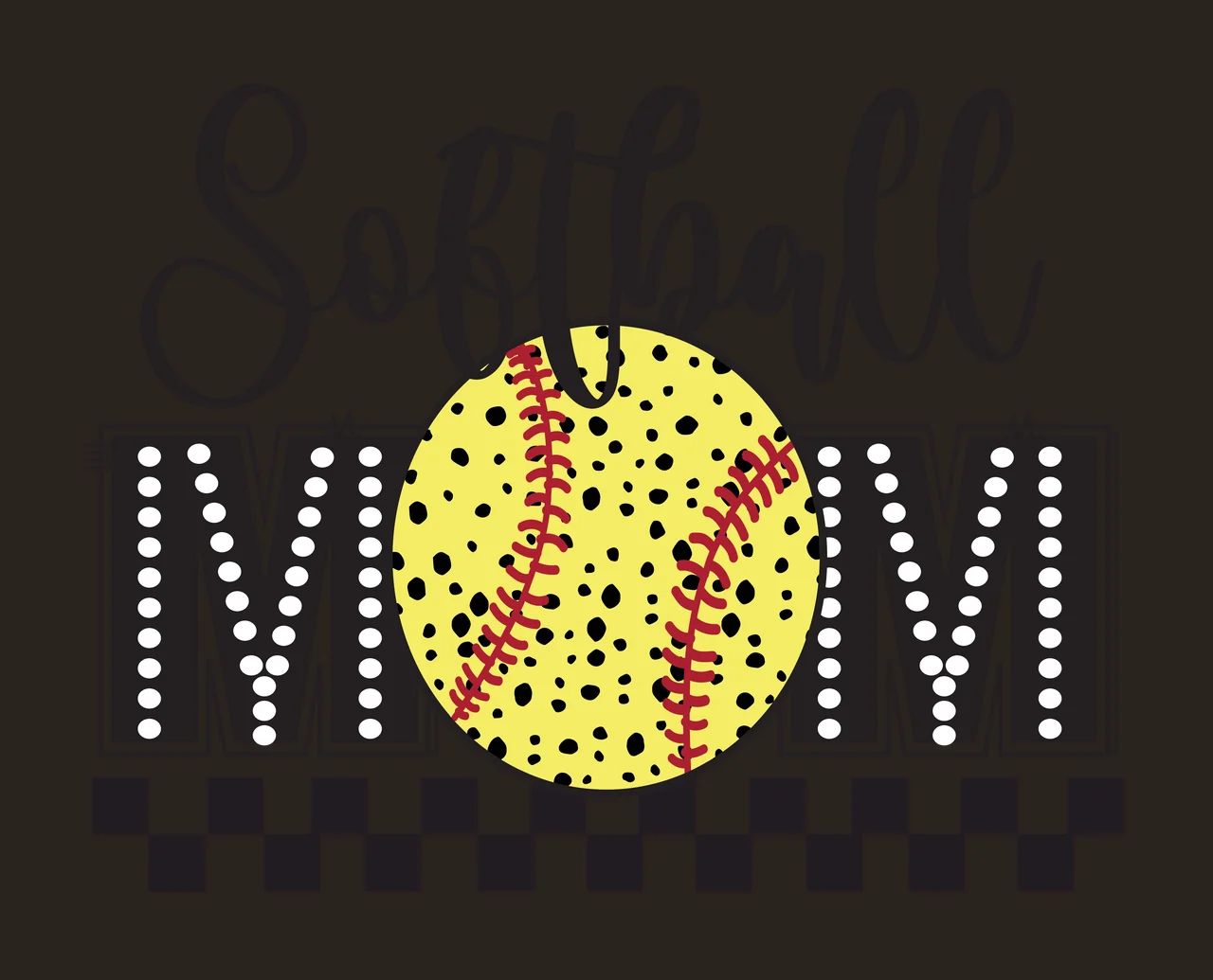 Softball Mom Text With Checkered Border presenting pattern contrast preview thumbnail