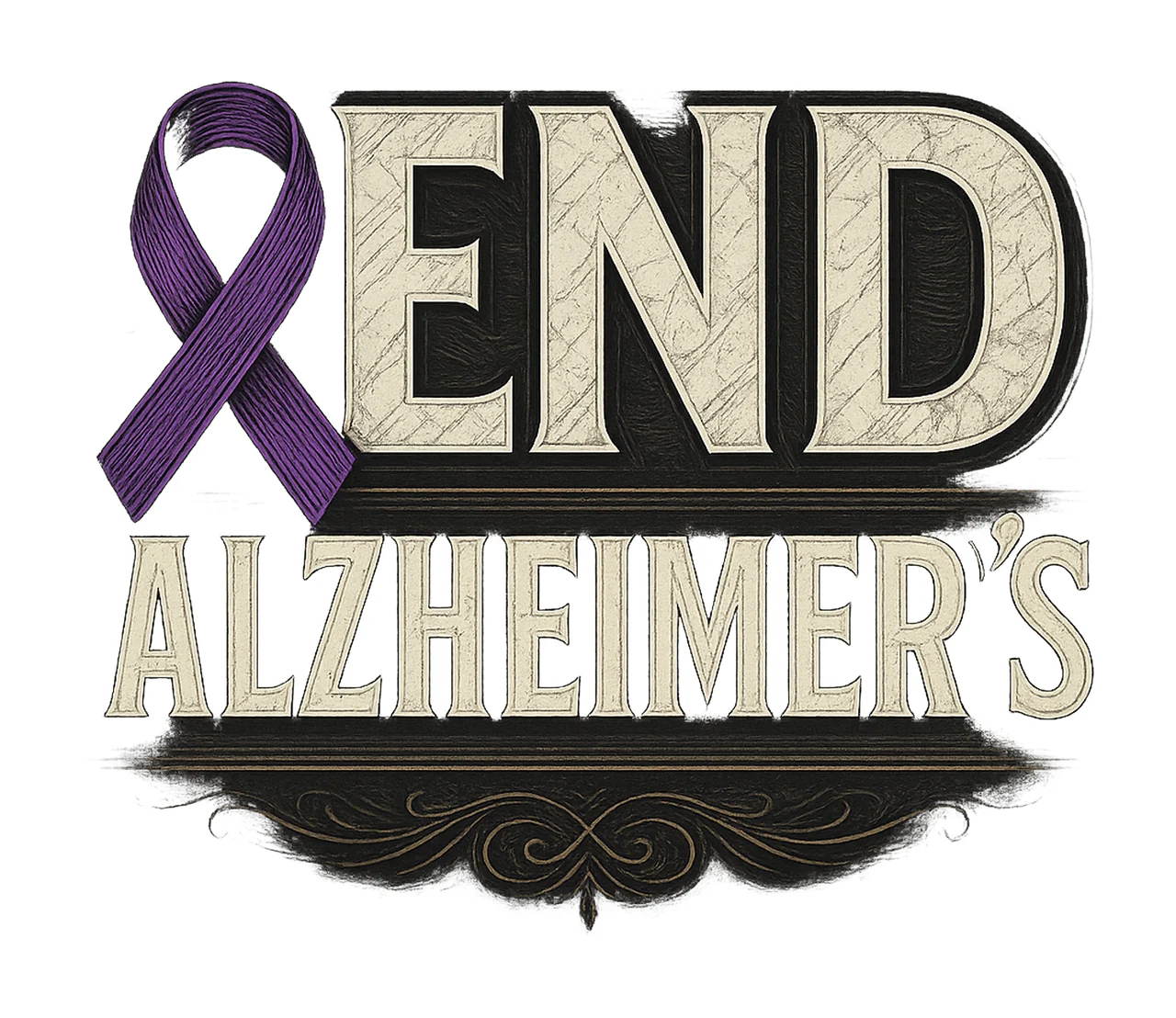 End Alzheimers Month Purple Ribbon Awareness Support