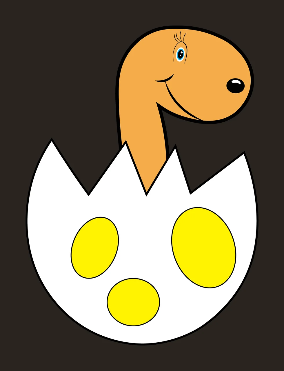 Dinosaur Black Silhouette Of Long Neck hatching egg shell white contrast preview thumbnail