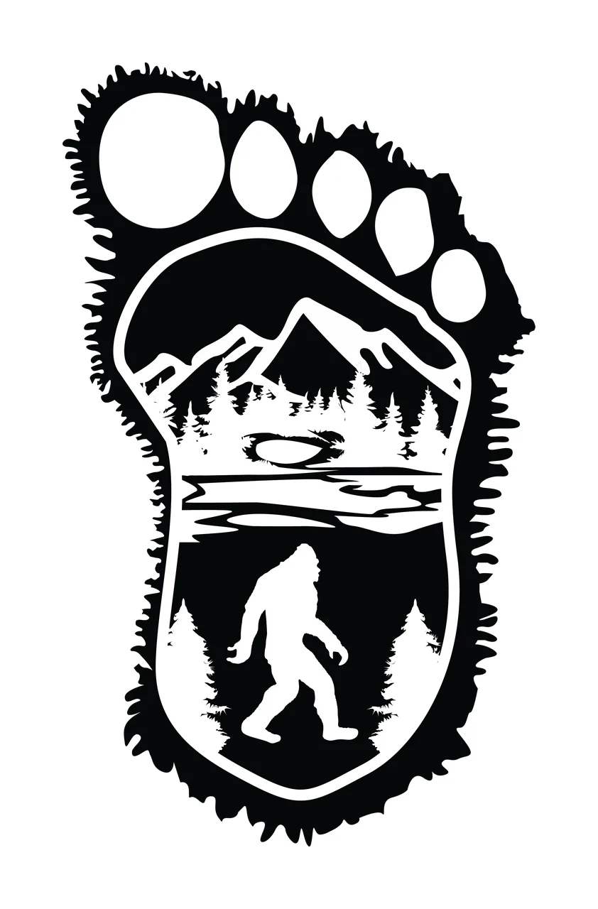 Foot Fuzzy Footprint Silhouette With Toes texture graphic black
