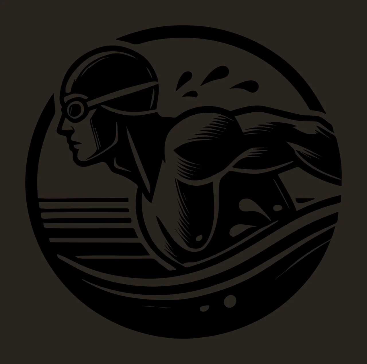 Swimming Circular Icon Of Athlete swimmer goggles water circle contrast preview thumbnail