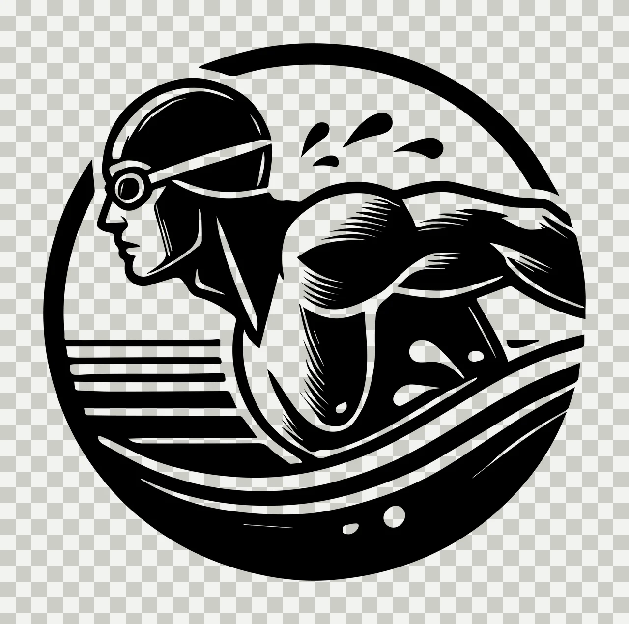 Swimming Circular Icon Of Athlete swimmer goggles water circle transparency and detail preview thumbnail