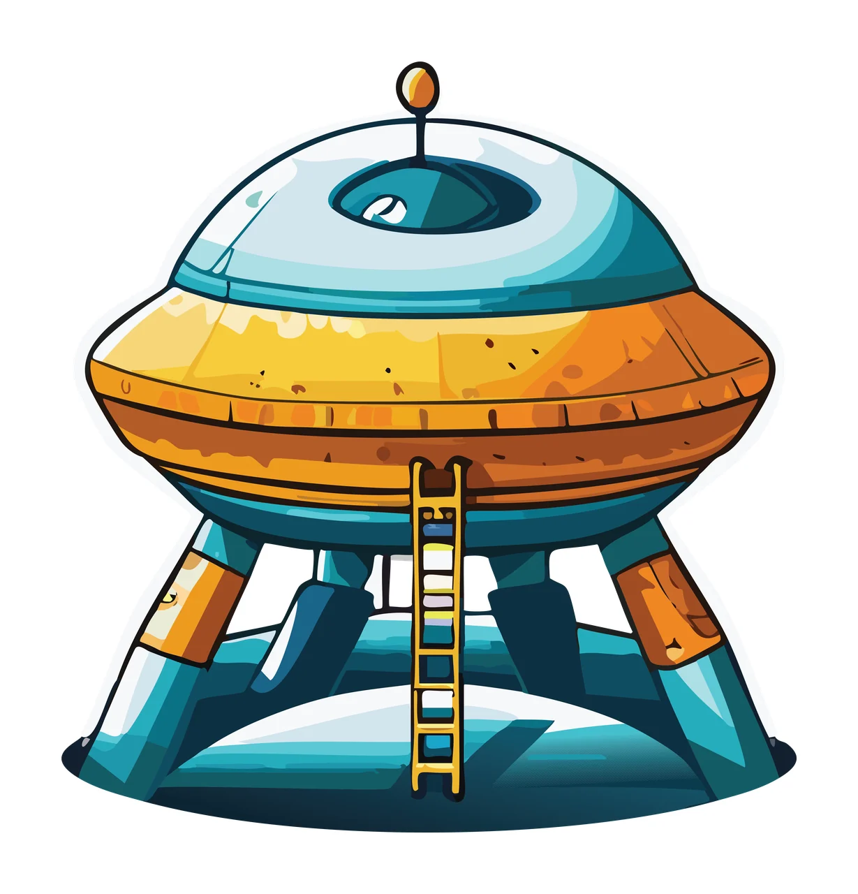 Space Black Outline Circular Vehicle Hovering spacecraft legs