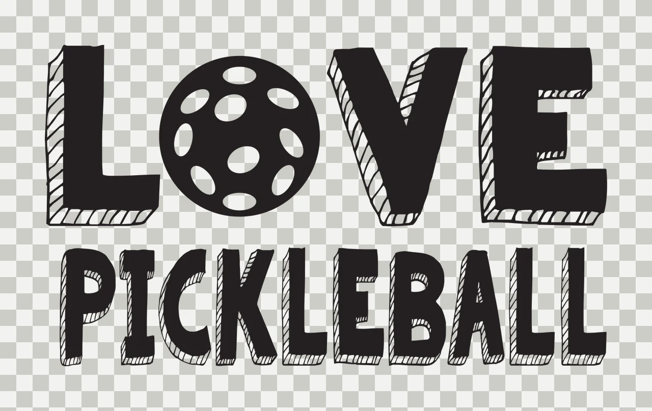 Love Pickleball Text With Ball Graphic and black white typography transparency and detail preview thumbnail