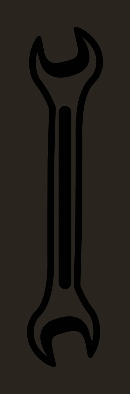 A Single Double Ended Wrench In High Contrast outline black contrast preview thumbnail