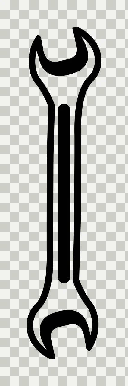 A Single Double Ended Wrench In High Contrast outline black transparency and detail preview thumbnail