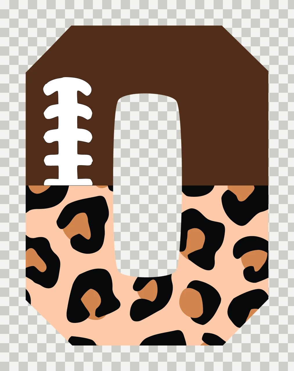Football Font Half Leopard Character 05 american gridiron touchdown transparency and detail preview thumbnail