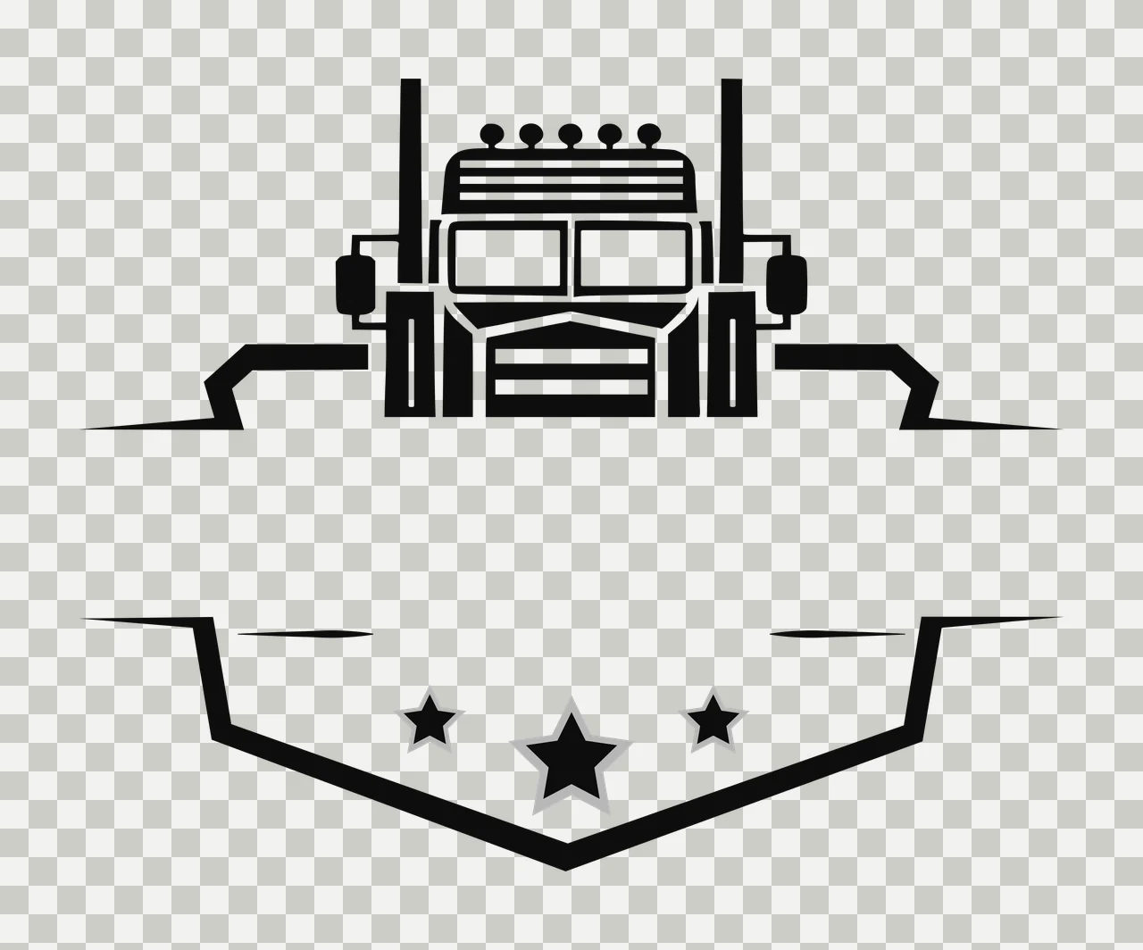Black Truck Silhouette Above Shield Emblem With Three stars transparency and detail preview thumbnail