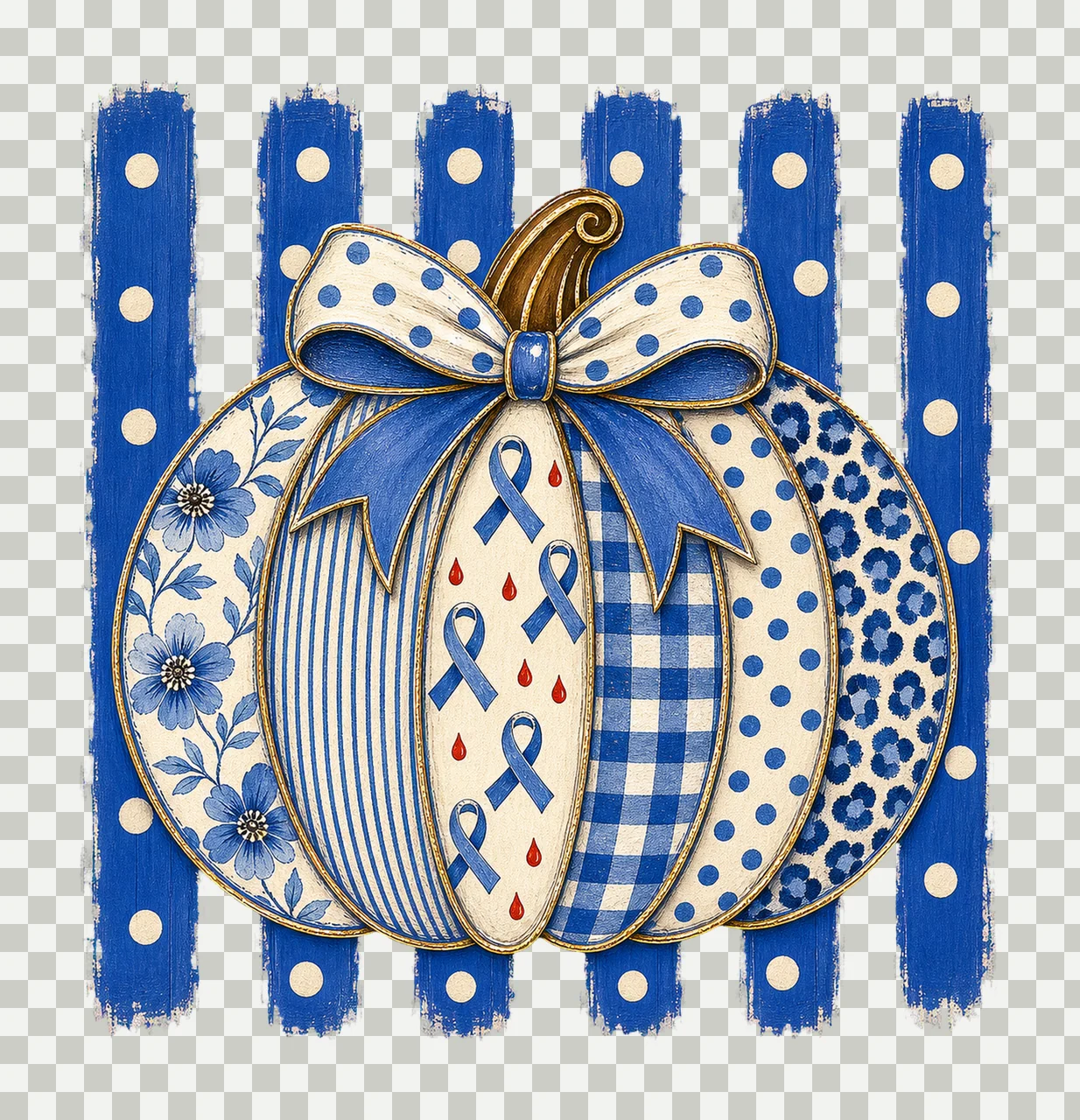 Diabetes Awareness Pumpkin Blue Coquette Variation C transparency and detail preview thumbnail