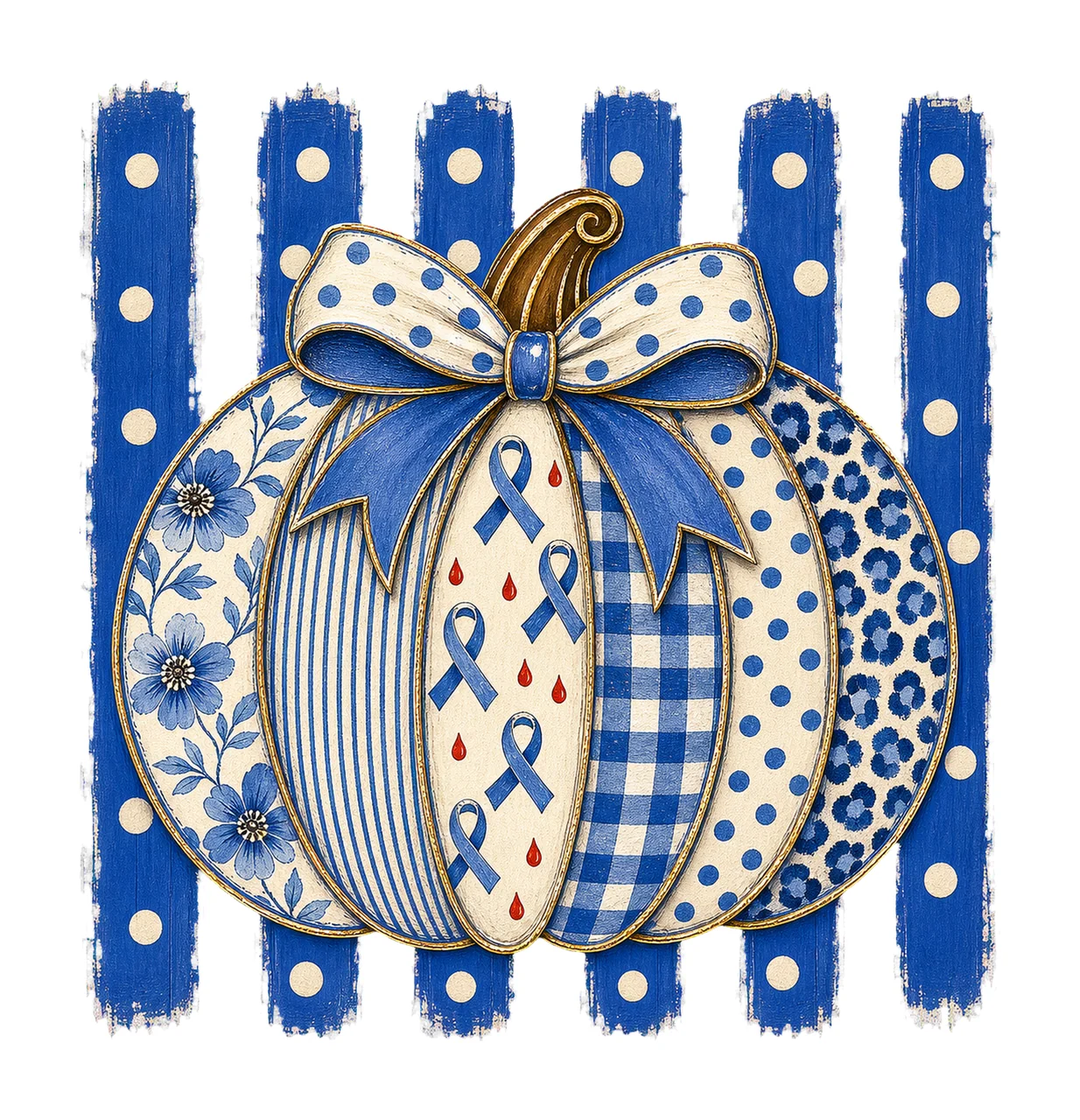 Diabetes Awareness Pumpkin Blue Coquette Variation C