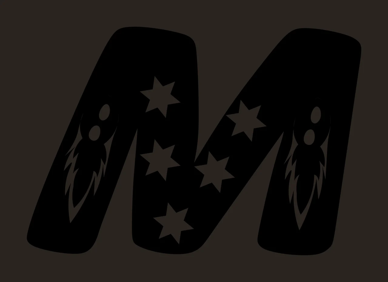 M Letter With Stars And Abstract Patterns contrast preview thumbnail