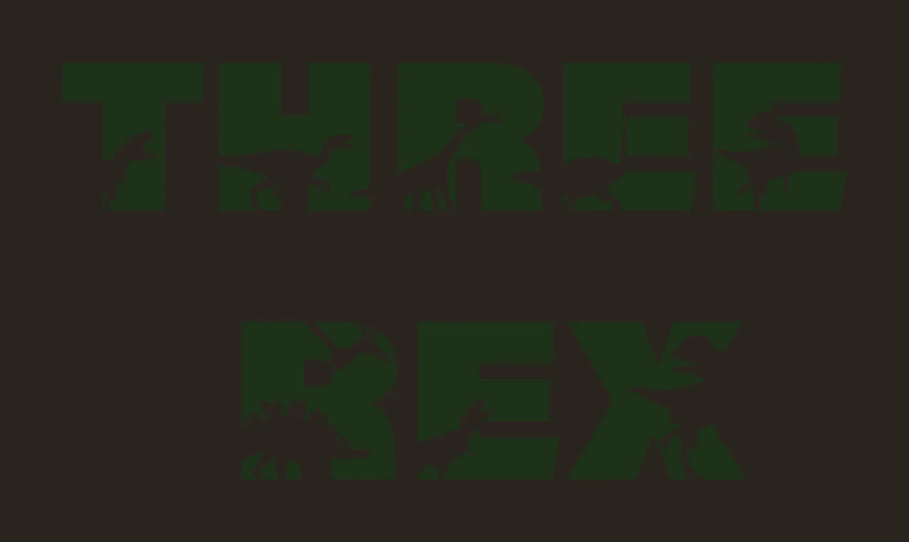 Dinosaur Three Rex Typography With Dinosaurs black white words contrast preview thumbnail