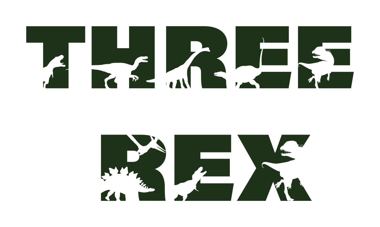 Dinosaur Three Rex Typography With Dinosaurs black white words