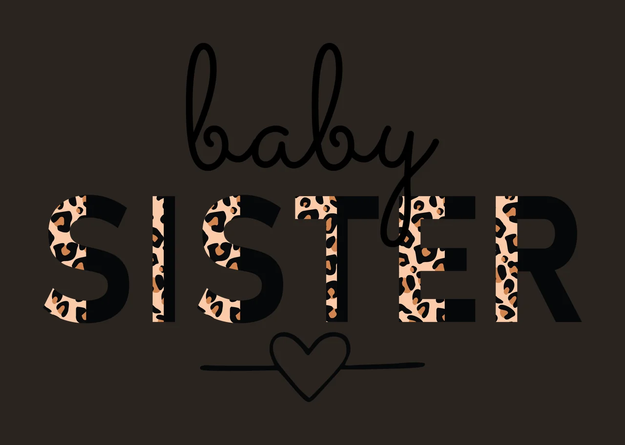 Baby Sister Text Graphic With Heart centered typography black contrast preview thumbnail