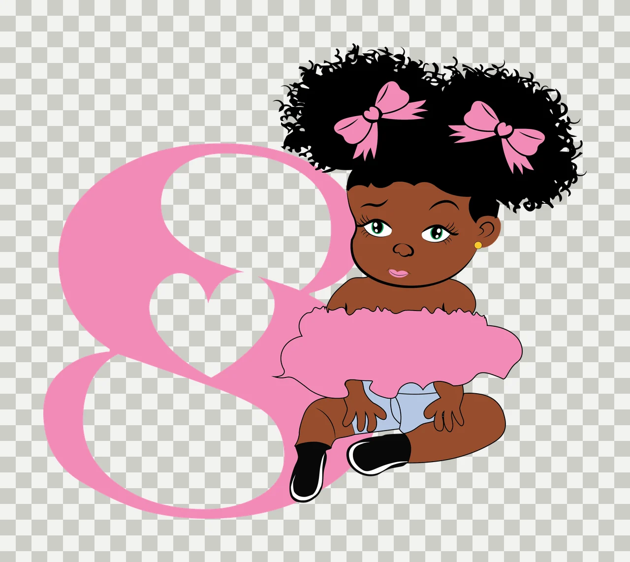 Black 8 Silhouette Of A Curly Haired Figure number eight standing transparency and detail preview thumbnail