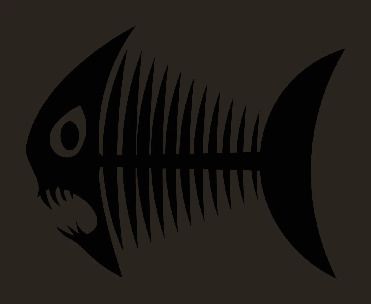 Bones Angry Black Silhouette Of A Fish Skeleton bone teeth contrast preview thumbnail