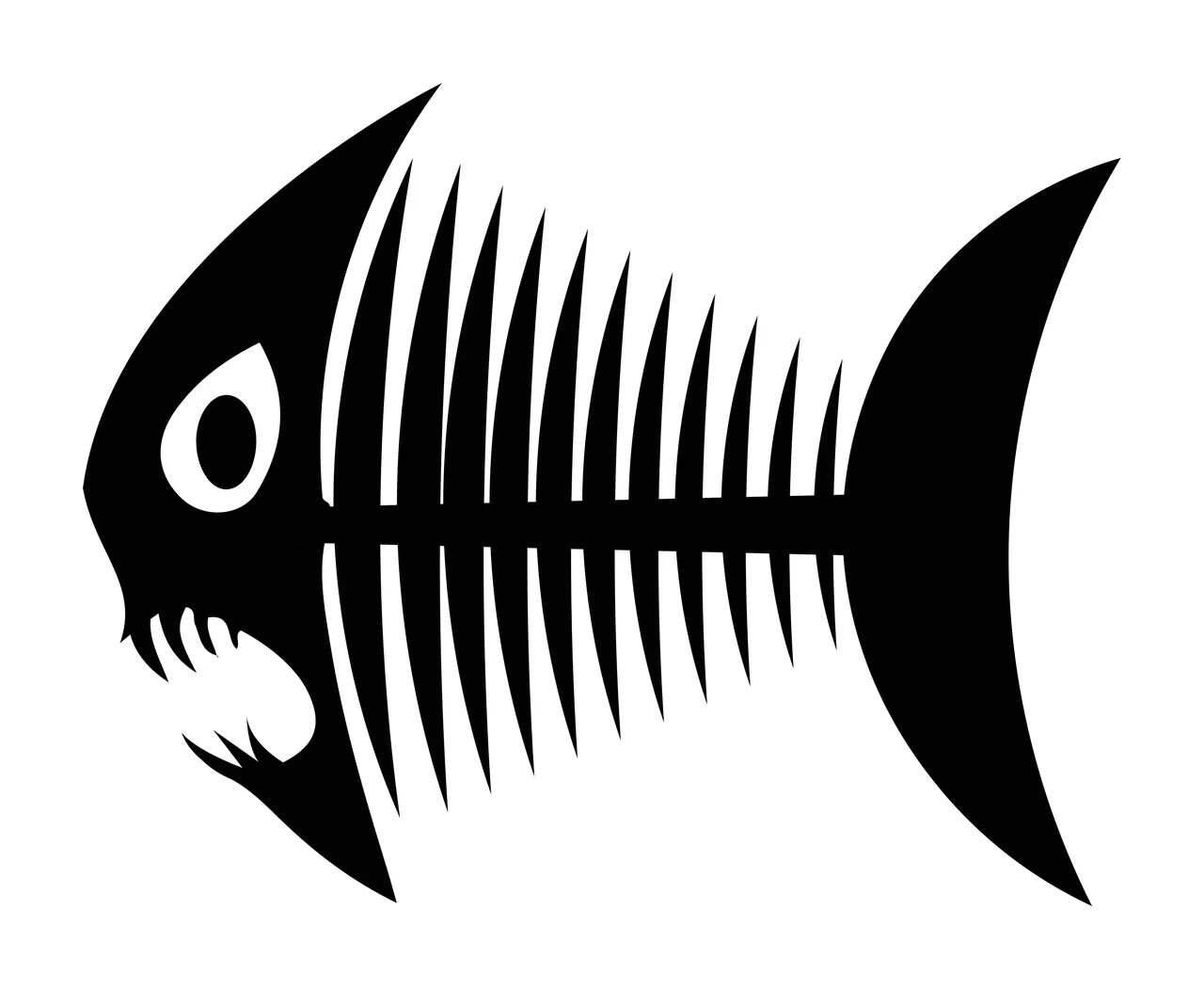 Bones Angry Black Silhouette Of A Fish Skeleton bone teeth