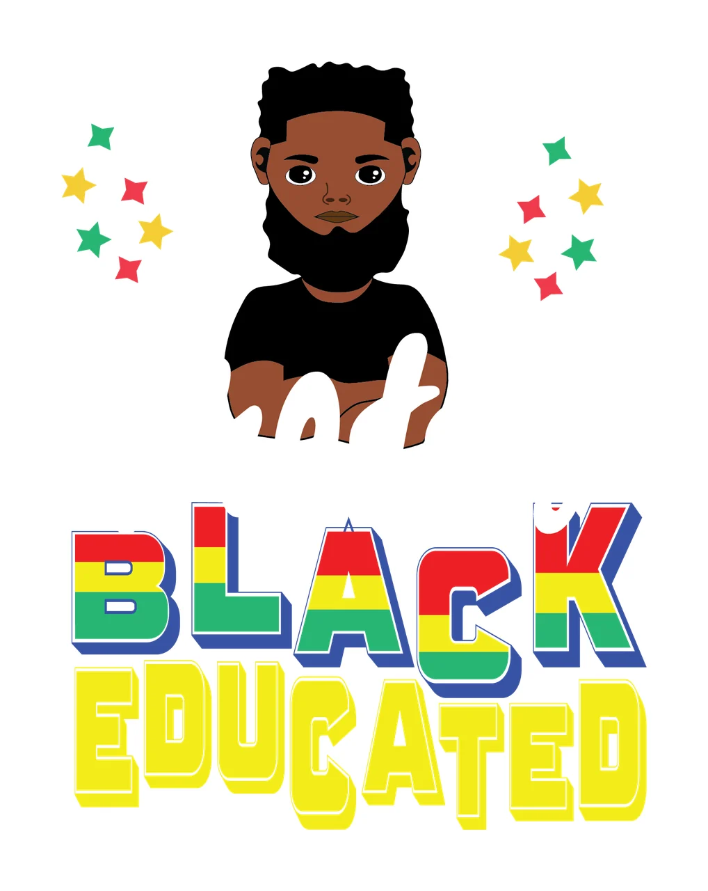 Pretty Black Educated Text With Stars silhouette display woman