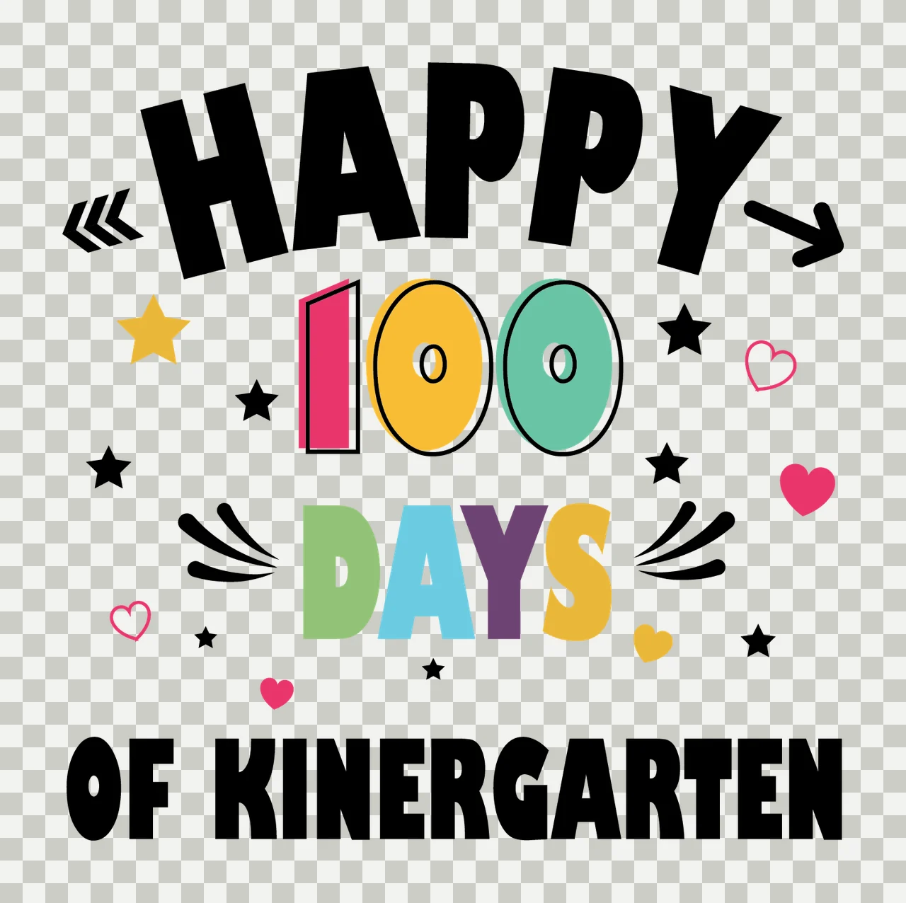 Of School Happy 100 Days Of Kinergarten Text Displayed Stars transparency and detail preview thumbnail