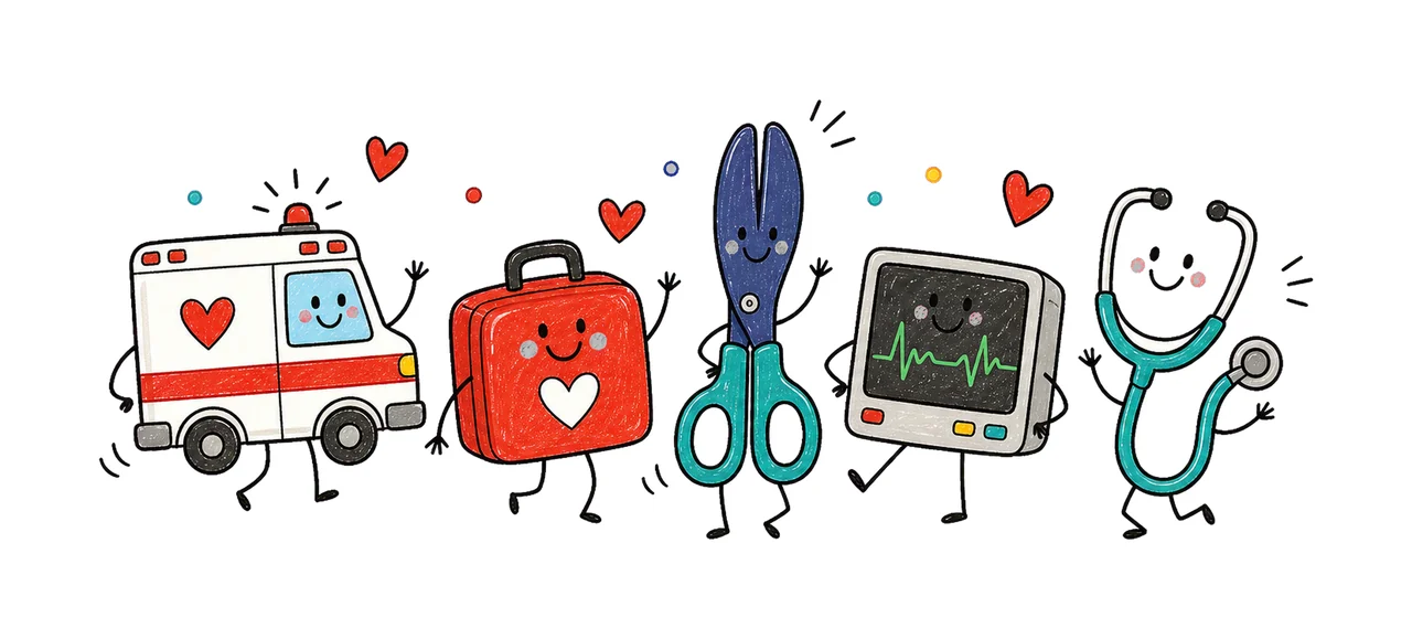EMT Doodle Character Emergency Medical Variation A