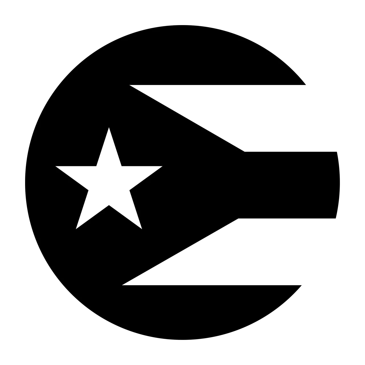 Circular Icon Containing A Black Star And Horizontal circle