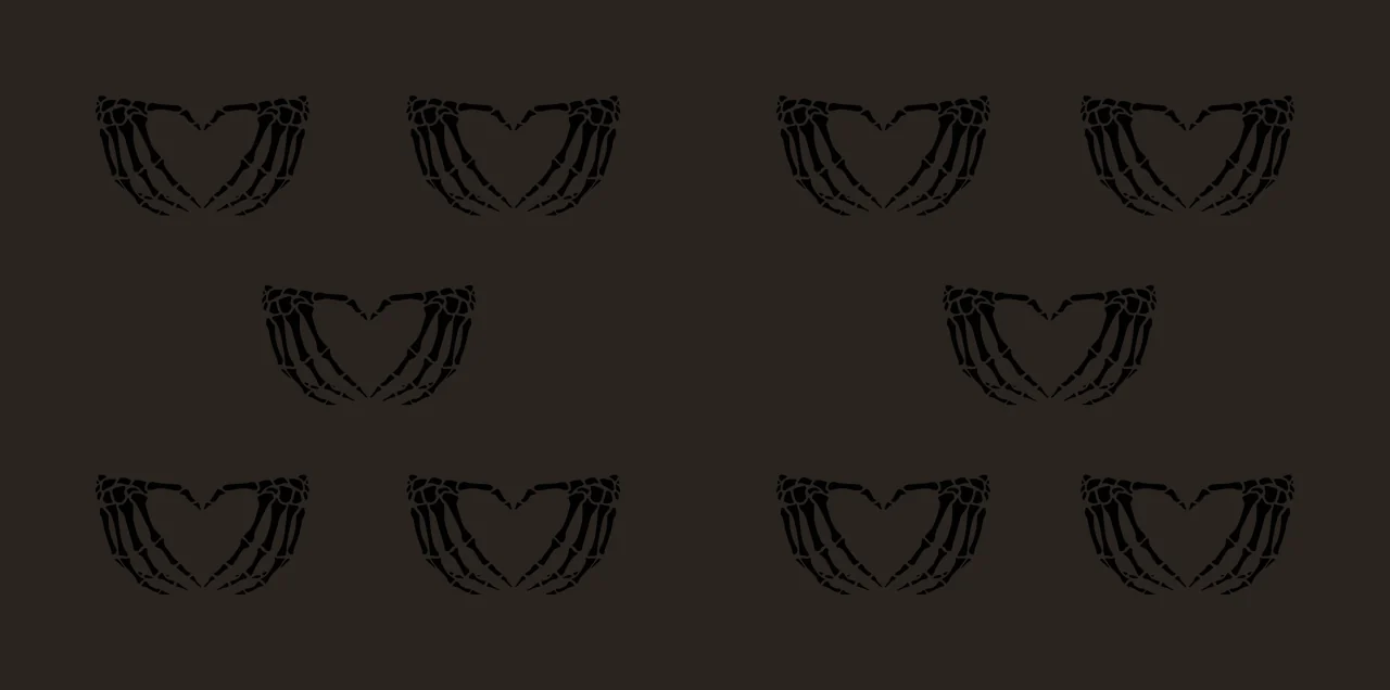 Skeleton Hands Forming Heart Shapes hand black white pattern contrast preview thumbnail