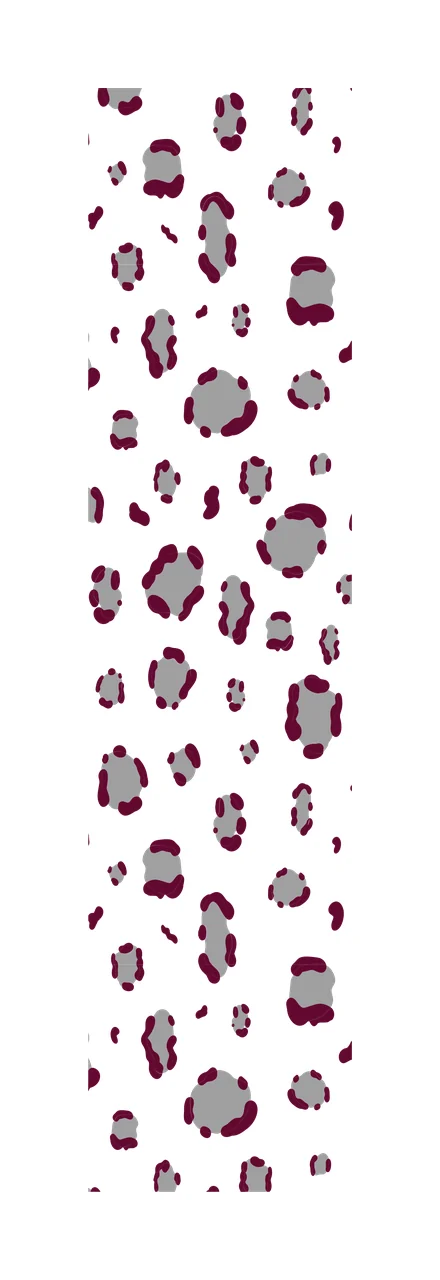 Leopard print with animal spots rosettes and vertical strip in grey maroon and white