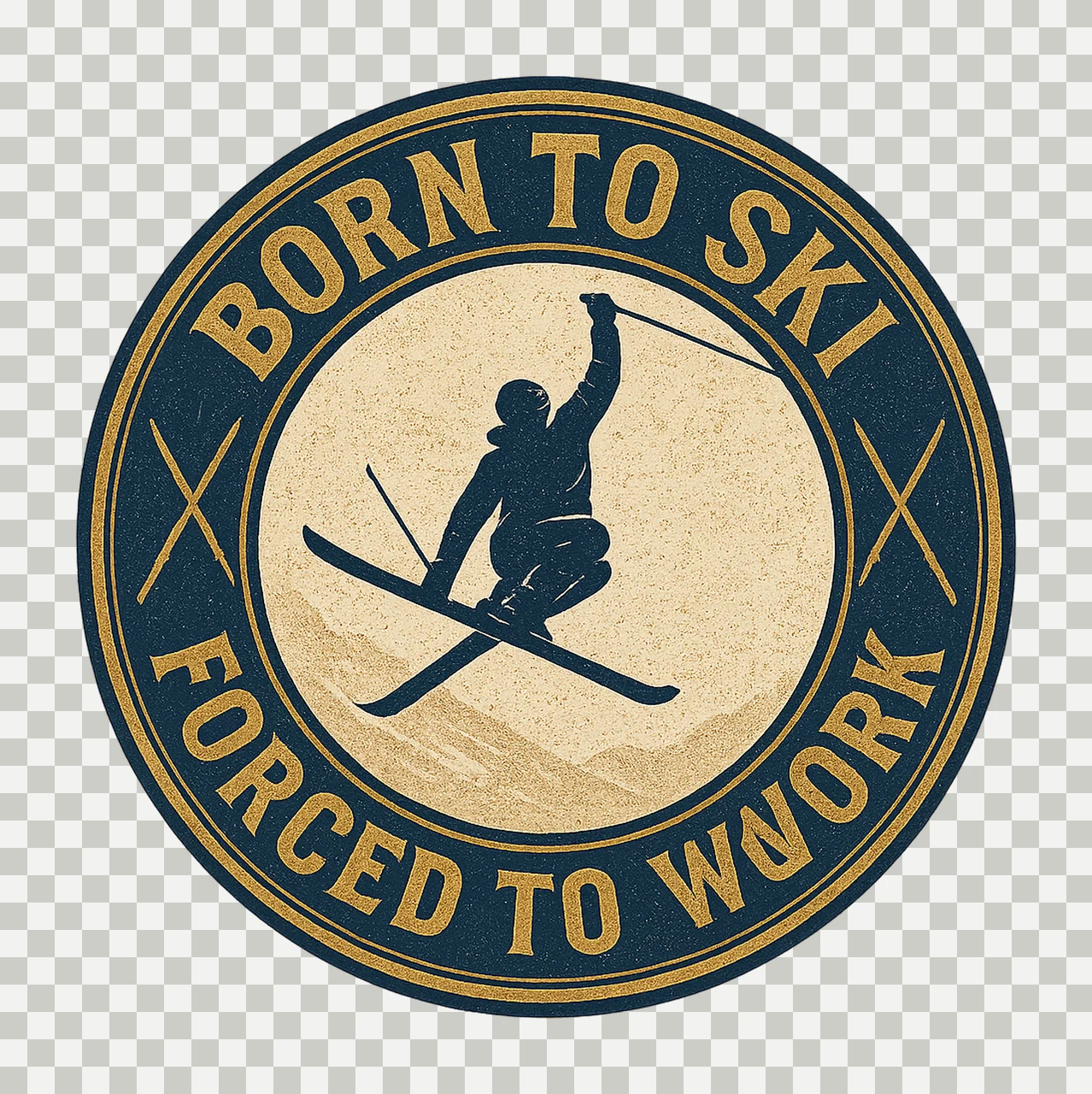 Born to Ski Skiing Sublimation Design Winter Sports Artwork transparency and detail preview thumbnail