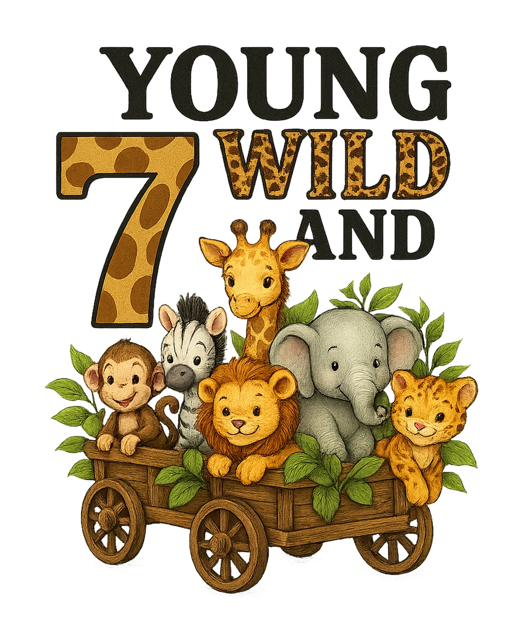 Safari 7th Birthday Jungle Animals Young Wild and Seven Kids