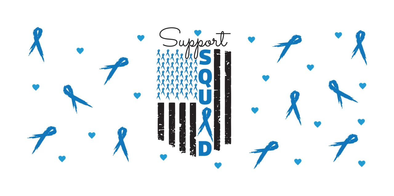 Can Glass Wrap Support Squad Flag With Ribbons display hearts