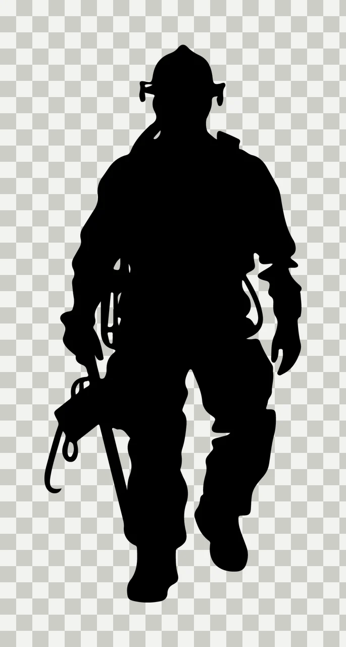 Can Glass Wrap Black Silhouette Standing Firefighter transparency and detail preview thumbnail