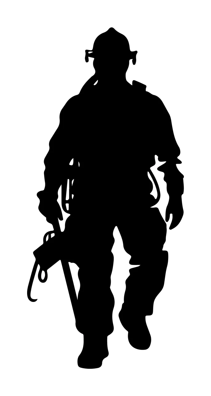 Can Glass Wrap Black Silhouette Standing Firefighter
