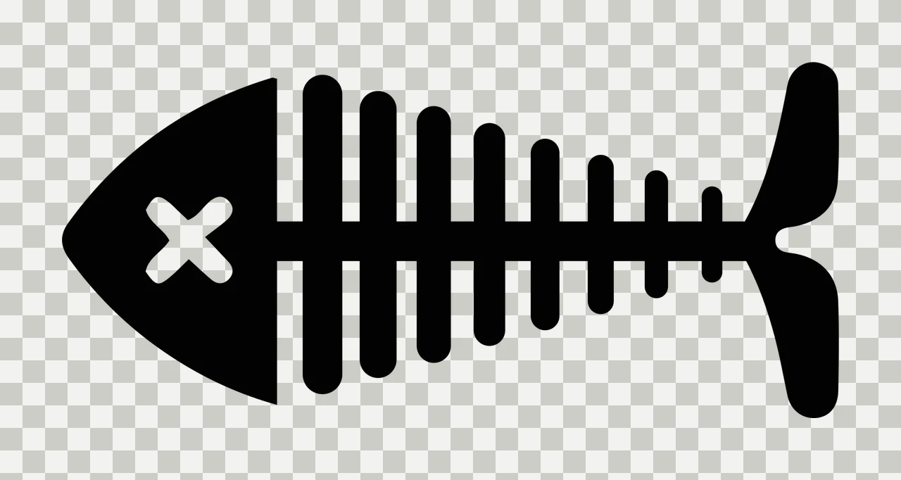 Bones A Solid Black Fish Skeleton spine ribs head tail graphic transparency and detail preview thumbnail