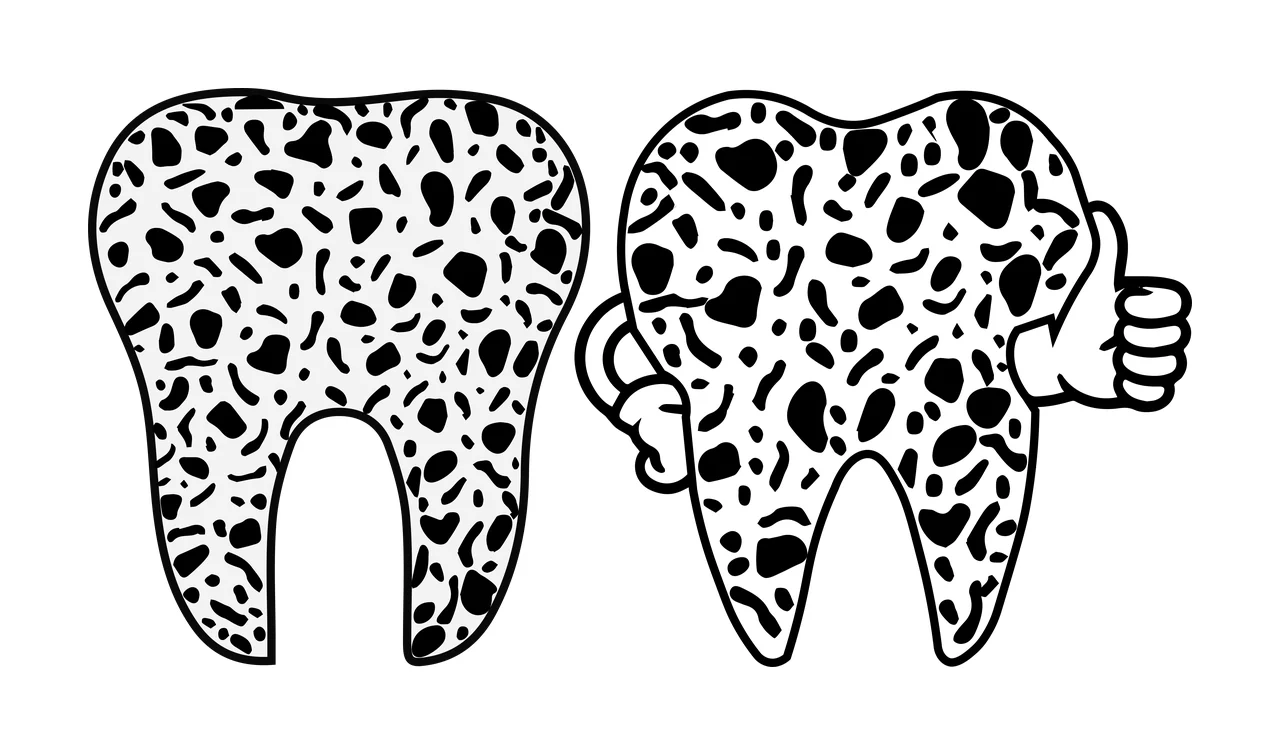 Tooth And Cavity Silhouette Pair teeth decay black white plain
