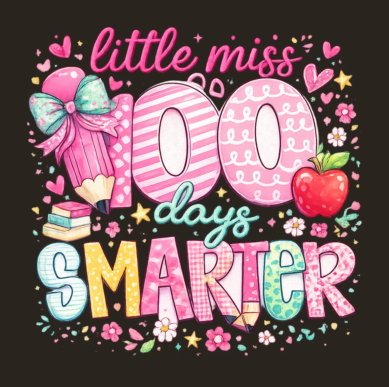 100 Days of School Little miss 100 Days Smarter 100 Days contrast preview thumbnail