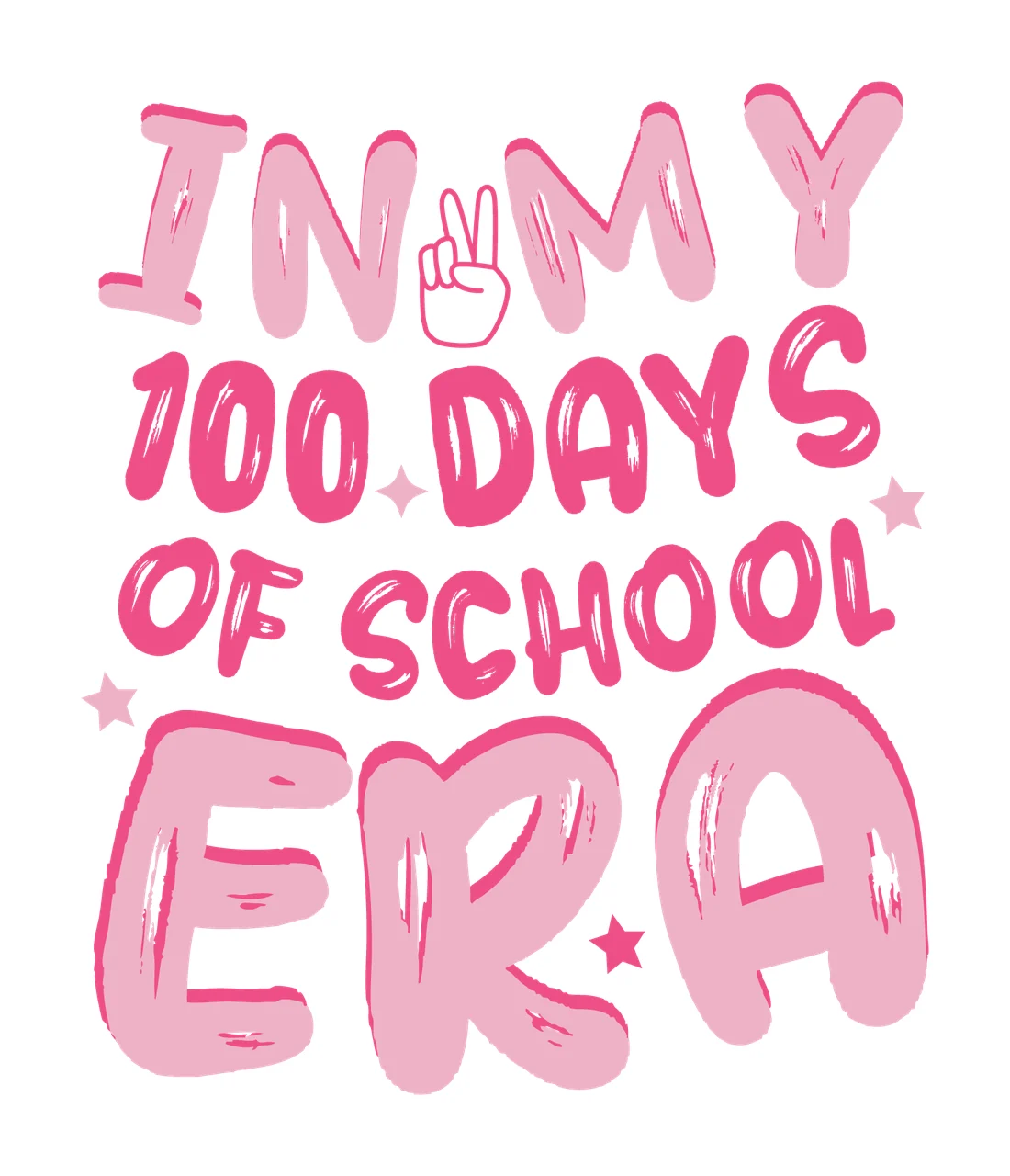 In My 100 Days Of School Era Variation text and hand symbol