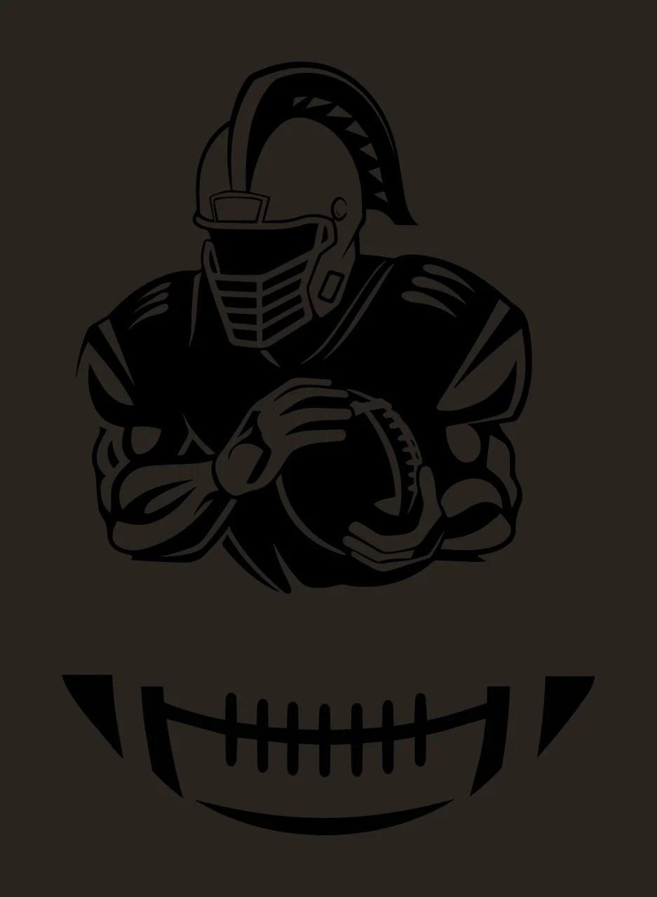Gladiator Football Player Holding Ball helmet silhouette black contrast preview thumbnail