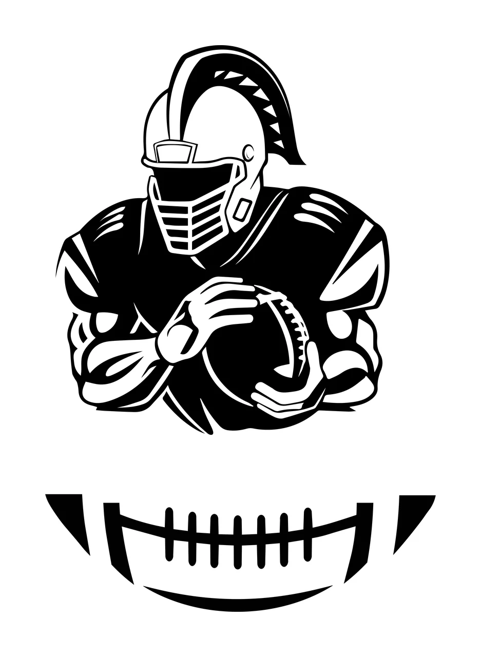 Gladiator Football Player Holding Ball helmet silhouette black