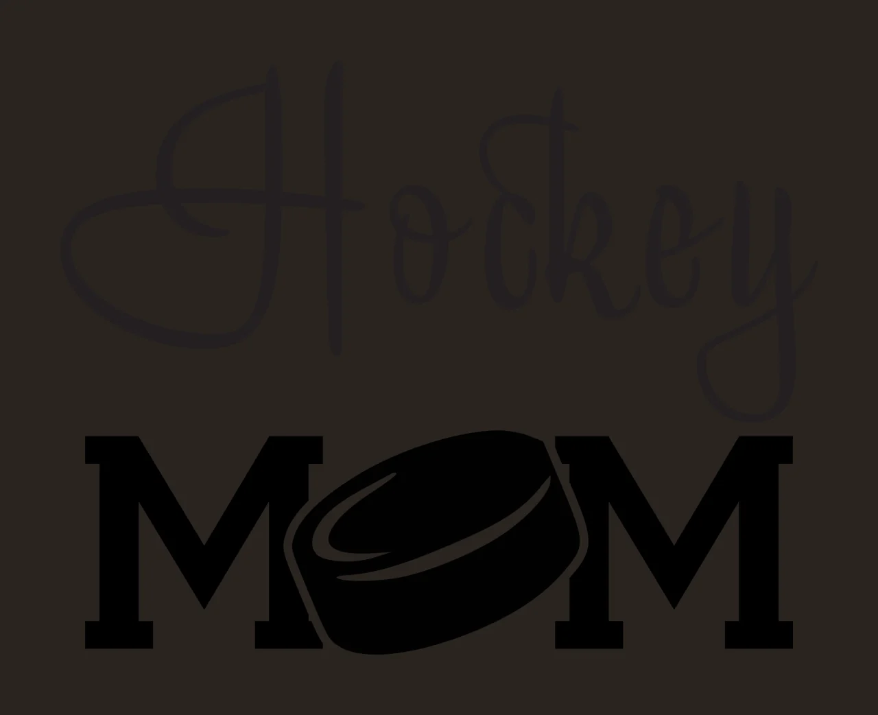 Hockey MOM Typography Design with Hockey text and hockey puck in black and white contrast preview thumbnail