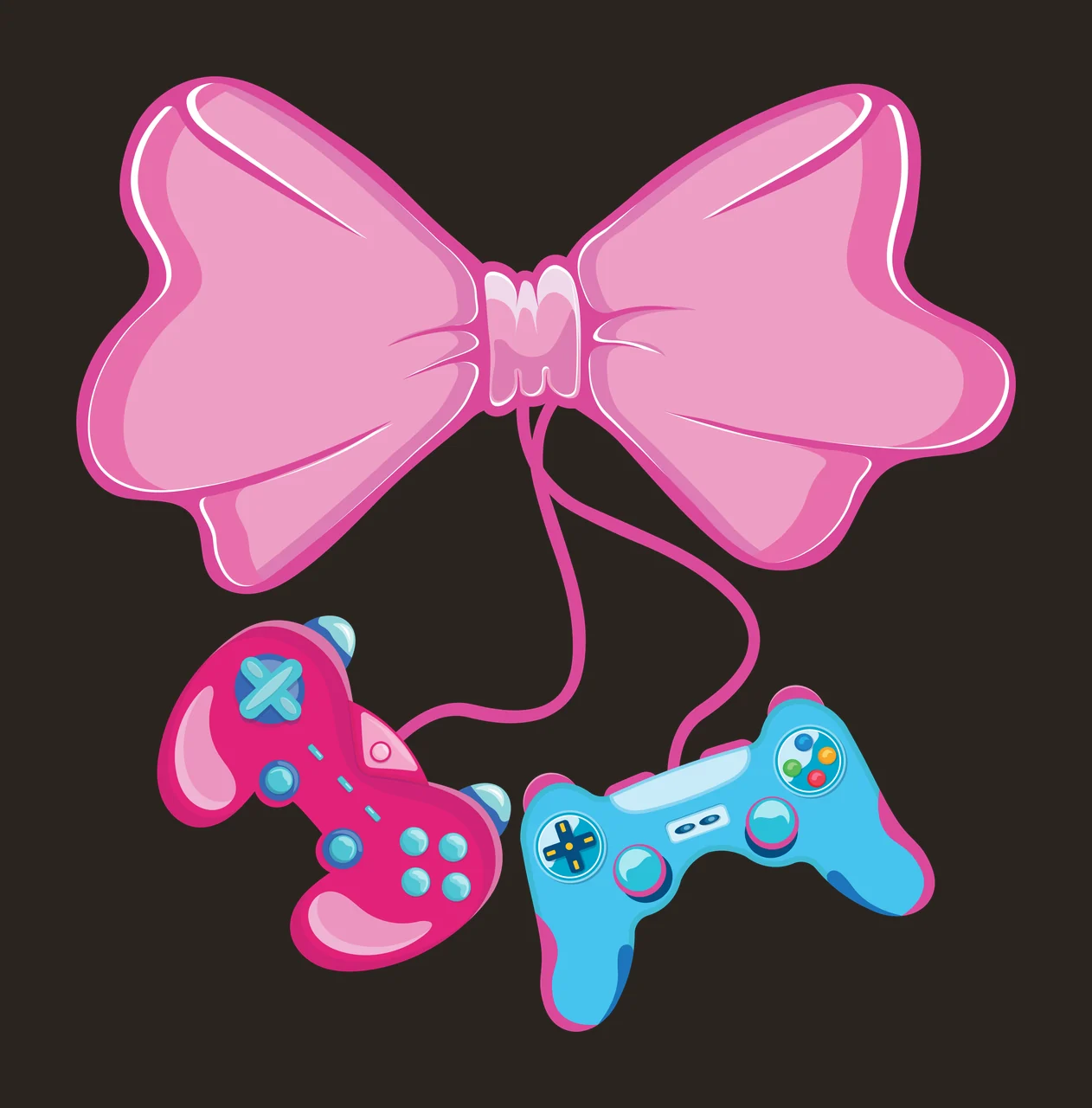 Controller Bow With Dangling Game Controllers holding silhouette contrast preview thumbnail