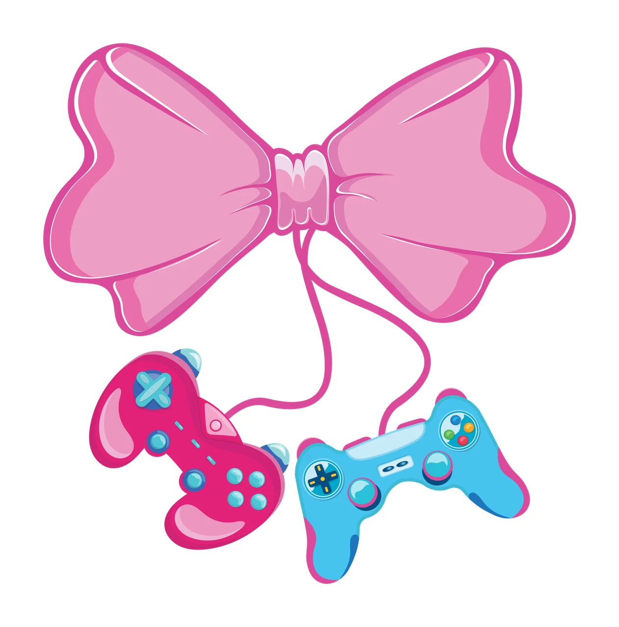 Controller Bow With Dangling Game Controllers holding silhouette