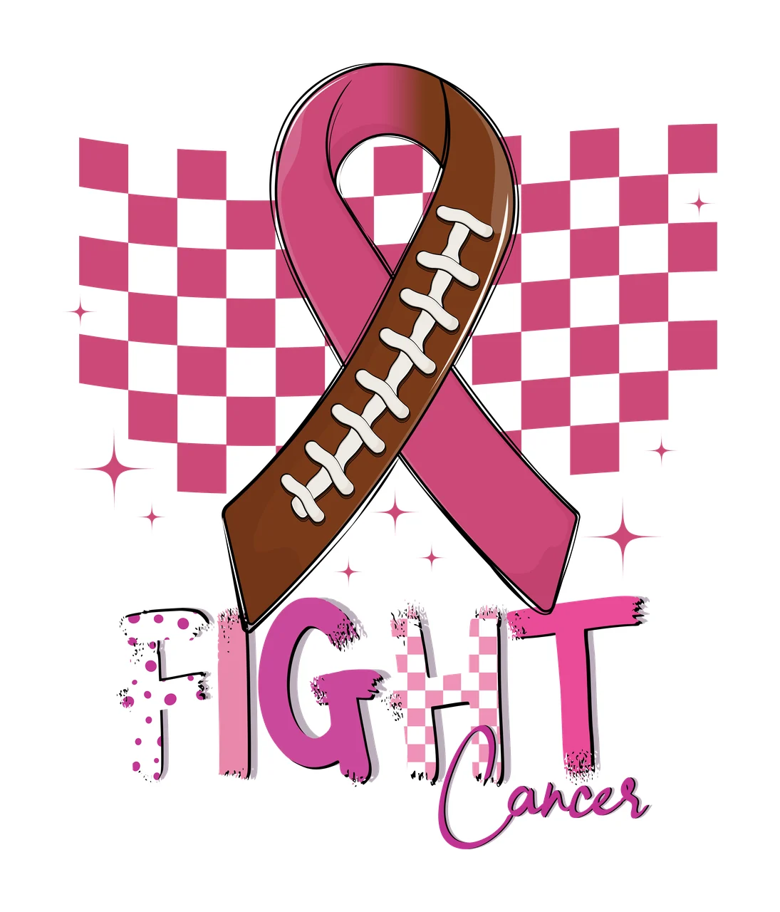 Fight Checkerboard Ribbon Graphic dots stars black white awareness