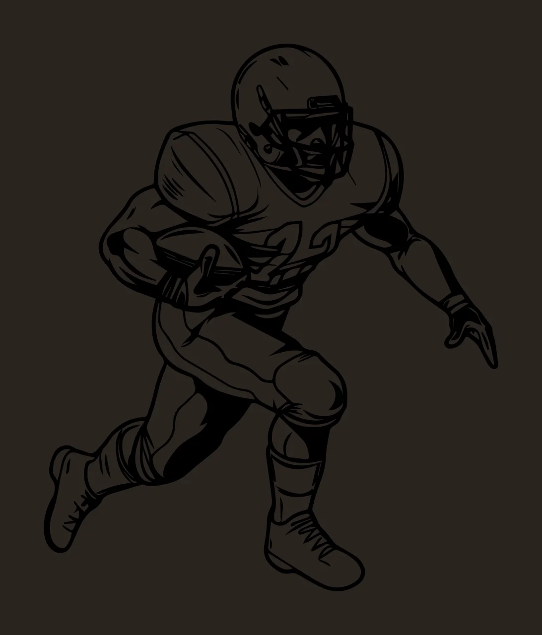 Football Player Running Side View Illustration helmet uniform contrast preview thumbnail